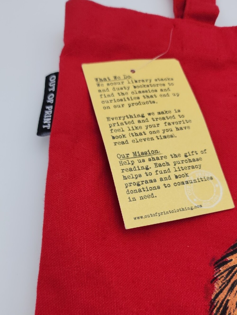 Red Out Of Print Canvas Tote Bag - Picture 2 of 4